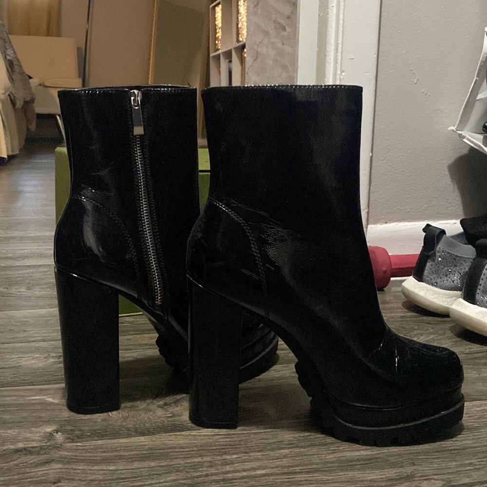 Black Patent Leather Platform Boots